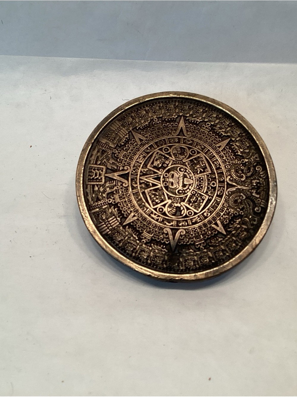 Vintage Bergamot Brass Works Belt Buckle Aztec Calendar 1974 Made In USA 3"